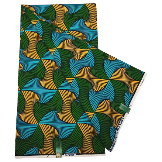 Green Yellow Special Print African Wax Batik Fabric-Cotton Material Great for DIY Sewing Cushion Sofa Clothes Pants,6 Yards Long R1223