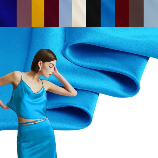 Soft Silk Fabric,Solid Color Sewing Material for Spring Summer Silk Crepe Plain Dress Jacket Clothes Pants,45'' Wide 22MM Thick,DIY Material R1221