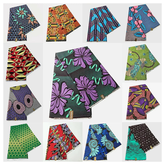 6 Yards Long 115CM Wide 24*24Yarns,African Style Wax Fabric with 13 Patterns Prints,Cotton Batik Fabric Material for DIY Sewing R922