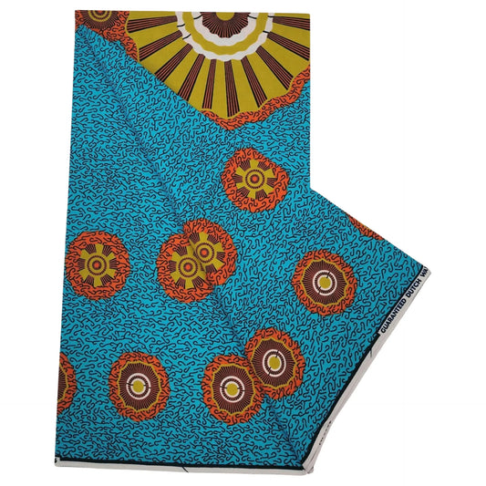 DIY Sewing Material-6 Yards Long Cotton African Wax Batik Fabric with Print,Ideal for Blue Cushion Covers Sofa Clothing R1241