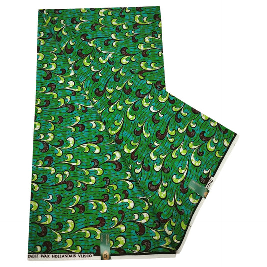 DIY Sewing Cotton Material-6 Yards Long 115CM Wide,Green African Wax Batik Fabric for Cushion Sofa Summer Clothes Pants R1237