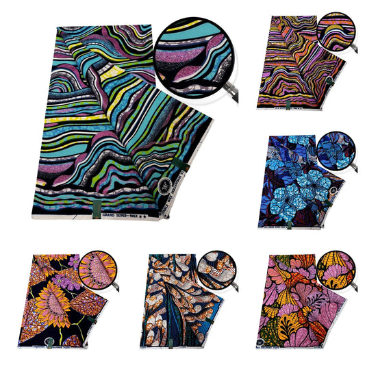 6Patterns 115CM Wide 24*24Yarns Special Printed African Wax Batik Cotton Fabric Summer Spring Clothing Cushion DIY Material R777