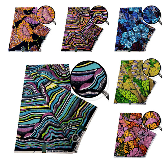 African Batik Fabric,100% Cotton 24*24Yarns 7Patterns Printed Wax Fabric for Summer Spring Clothing Pants DIY Accessories R869