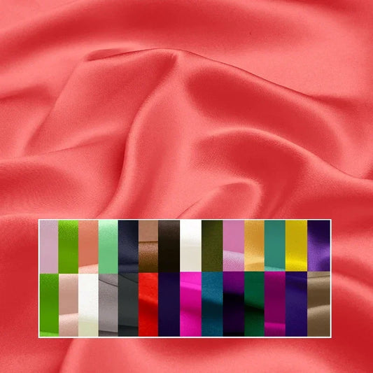 96 Colors! 45'' Wide 22MM Solid Color Silk Crepe Satin Plain Fabric by Yard for Spring Summer Dress Jacket Clothes Pants DIY Sewing Material F076