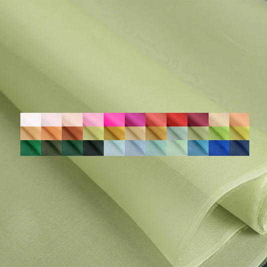 46Colors Available!55'' Wide 5MM Solid Color White Yellow Green Silk Organza Fabric by Yard for Bubble Dress DIY Clothing Stiff Thin Fabric DIY Sewing Material F111