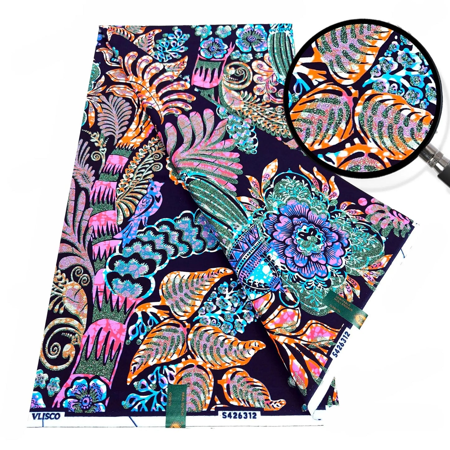 African Style Printed Blue Purple Wax Fabric for Sewing Crafting-Cotton Batik Material for Summer,6 Yards Long,115CM Wide R1087