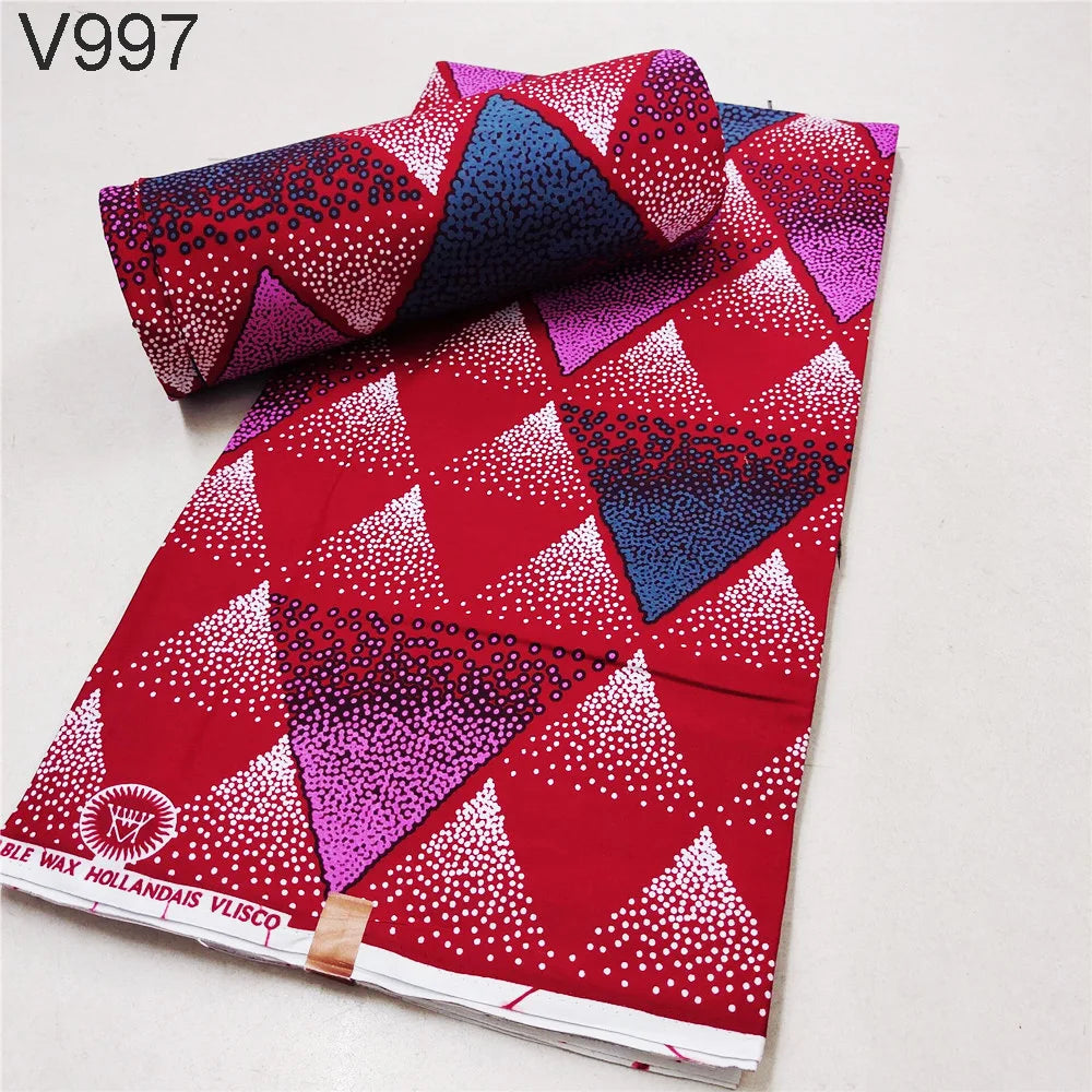 Vibrant Printed African Wax Batik Fabric for Clothes Cushions DIY Summer Sewing Material-6 Yards Long 15 Patterns Prints R1112