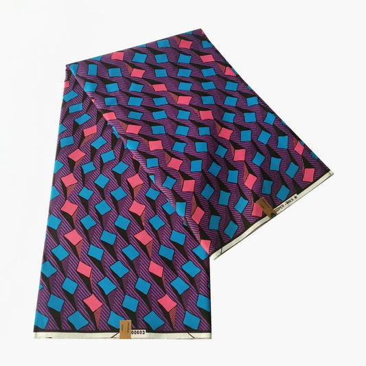 Pink Blue Square Purple African Cotton Batik Wax Fabric - Spring Summer Fabric for Clothing Pants Sofa,DIY Sewing Material R819