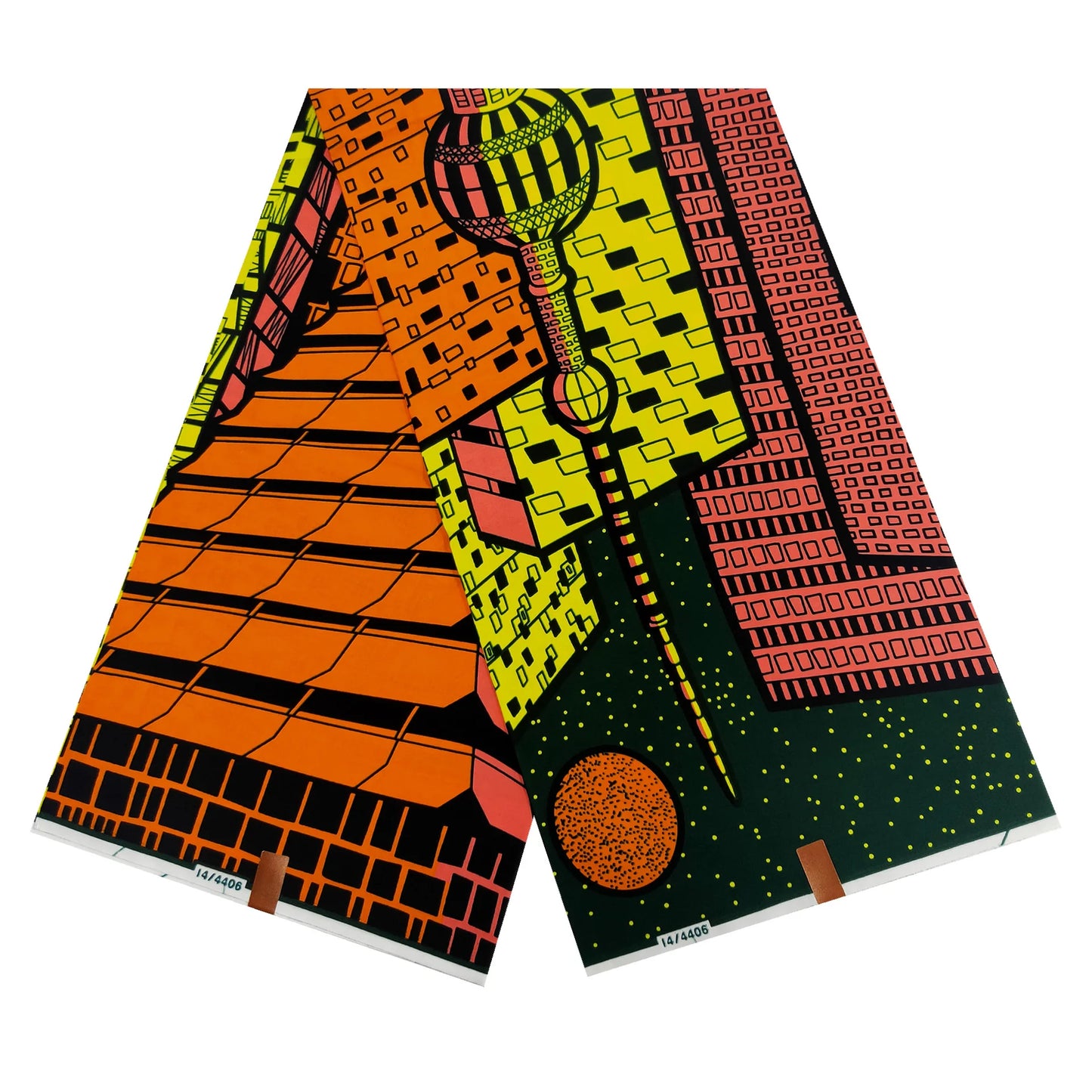 DIY-Ready African Style Printed Orange Red Wax Batik Fabric,100% Cotton, 6 Yards Long,Summer DIY Sewing Clothes Pants Sofa Material R961
