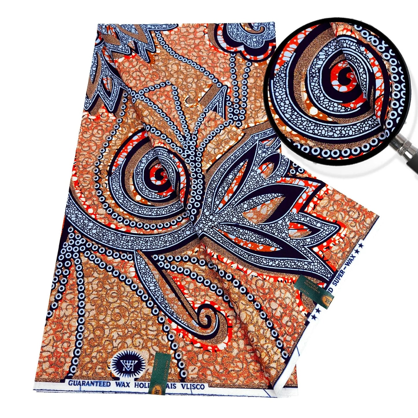 African Style Printed Blue Purple Wax Fabric for Sewing Crafting-Cotton Batik Material for Summer,6 Yards Long,115CM Wide R1087