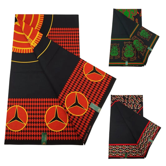 3 Patterns Printed Black African Batik Cotton Fabric,24x24 Yarns,6 Yards Long 45'' Wide,Perfect for DIY Sewing Cushions Sofa Clothes R1177