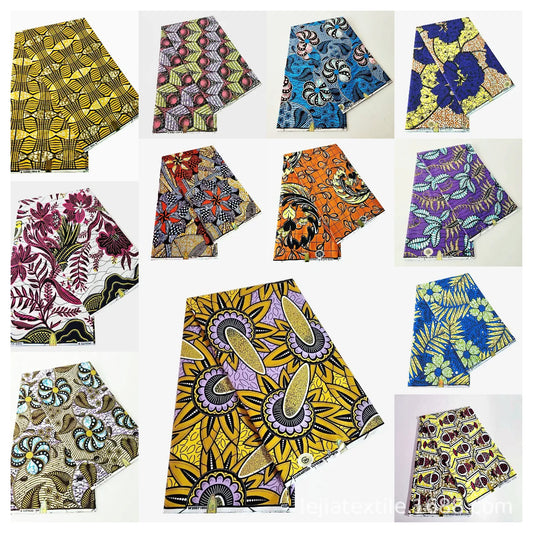 6 Yards Long,12Patterns Prints African Cotton Wax Batik Fabric,Summer Spring Clothing Curtains Sofa Pants Sewing Material R938