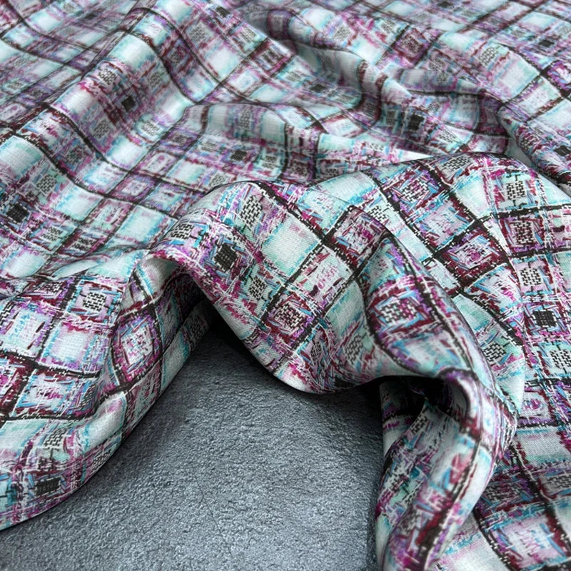 55'' Wide 20MM Thickness Stretch Twill Silk Fabric by Yard for Summer Spring Plants Blouse Dress Cheongsam DIY Sewing Material Fabric D1201