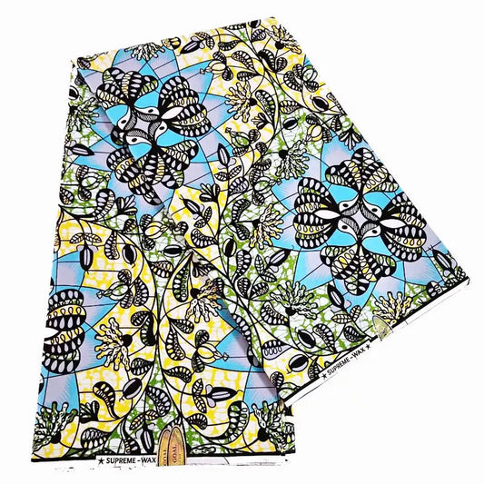 Exclusive Light Color Floral Printed African Wax Fabric-100% Cotton Batik Fabric for Summer Spring Clothing and Cushions DIY Sewing Material R808