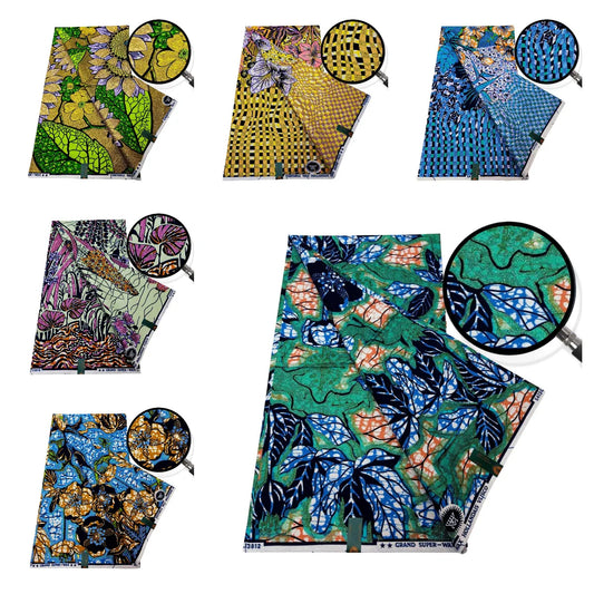 5Patterns Available Floral Printed Yellow Blue African Wax Fabric-Cotton Batik Fabric for DIY Sewing Summer Clothing Sofa R793
