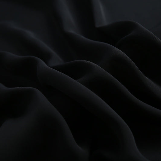 55'' Wide 19MM Black Solid Color Silk Crepe Fabric by Yard for Sewing Summer Dress Shirt Clothes Cheongsam DIY Material Y054